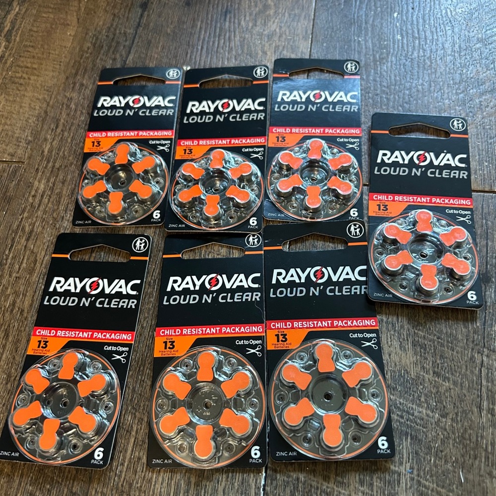 Rayovac Loud N' Clear Size 13 Hearing Aid Batteries 42 Count 7pk Exp 2029
